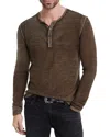 John Varvatos Christie Reversible Regular Fit Long Sleeve Silk Henley In Chestnut