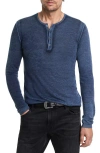 John Varvatos Christie Reversible Regular Fit Long Sleeve Silk Henley In Navy