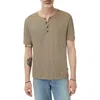 John Varvatos Ciel Variegated Rib Henley In Green