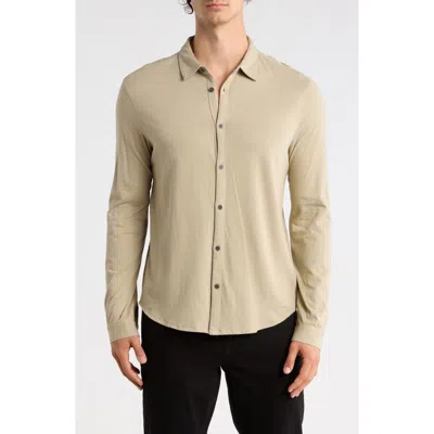 John Varvatos Clark Cotton Jersey Button-up Shirt In White