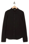 John Varvatos Clark Organic Cotton Jersey Button-up Shirt In Black