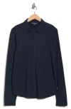 John Varvatos Clark Organic Cotton Jersey Button-up Shirt In Blue