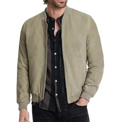 Pre-owned John Varvatos Collection Men's Khai Bomber Jacket Sheep Leather Zip Racer Spruce