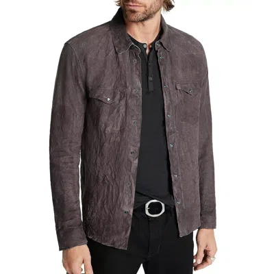 Pre-owned John Varvatos Collection Men's Mason Western Snap Suede Shirt Jacket Purple Haze