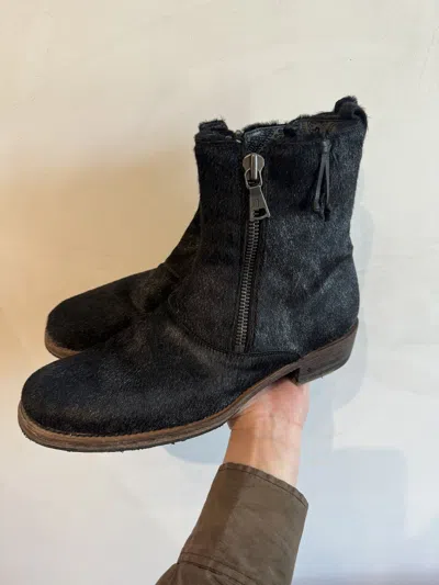 Pre-owned John Varvatos Collection Parisian Ponyhair Boots Us 9 In Black