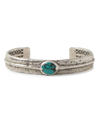 John Varvatos Collection Sterling Silver Artisan Metals Turquoise Cuff Bracelet In Blue/silver