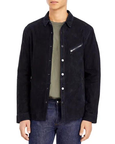 John Varvatos Collection Suede Shirt Jacket In Blue