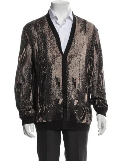 Pre-owned John Varvatos Colorblock Pattern V-neck Cardigan In Brown