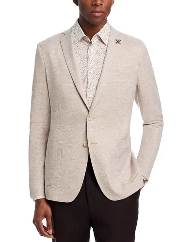 John Varvatos Cotton & Linen Chevron Slim Fit Unstructured Sport Coat In Tan