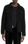 John Varvatos Cynder Regular Fit Boucle Trucker Jacket In Black