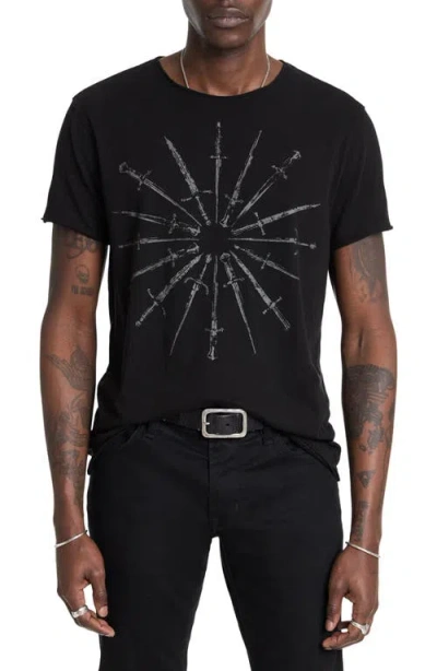 John Varvatos Daggers Raw Edge Graphic T-shirt In Black