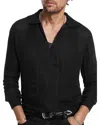 John Varvatos Paul Mesh Regular Fit Popover Shirt In Black