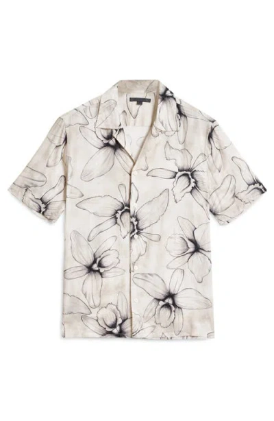 John Varvatos Dan Modal Camp Shirt In Dew Grey