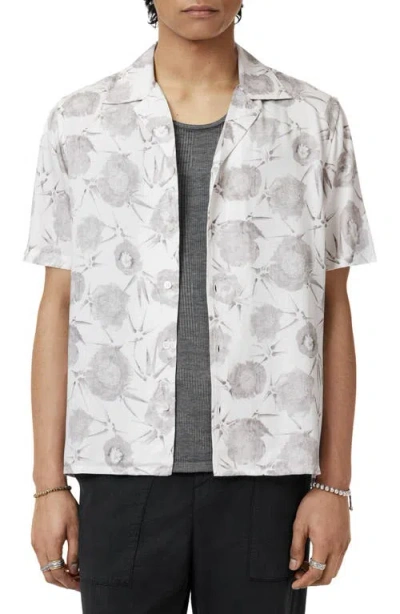 John Varvatos Dan Print Modal Camp Shirt In White
