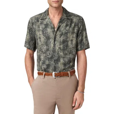 John Varvatos Dan Print Modal Camp Shirt In Green