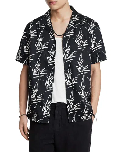 John Varvatos Danny Camp Collar Regular Fit Button Down Shirt In Black