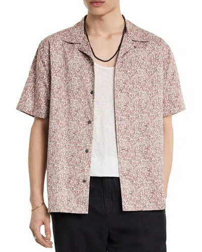 John Varvatos Danny Jungle Print Shirt In Brown