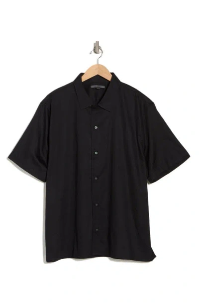 John Varvatos Danny Short Sleeve Cotton Button-up Shirt In Black