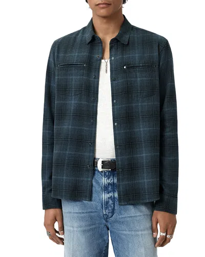 John Varvatos Dario Brushed Plaid Shirt In Blue
