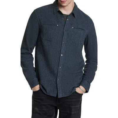 John Varvatos Dario Cotton Snap-up Shirt In Cobalt