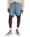 John Varvatos Daryl Drawstring Linen Blend Shorts In Steel Blue