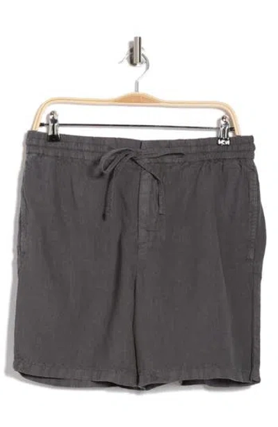 John Varvatos Daryl Drawstring Linen Blend Shorts In Gray