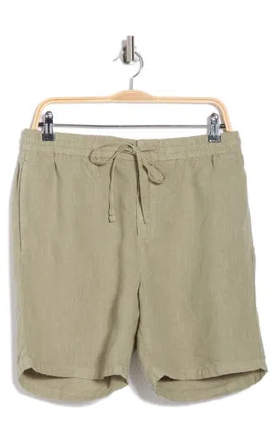 John Varvatos Daryl Drawstring Linen Blend Shorts In Green