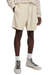 John Varvatos Daryl Drawstring Linen Blend Shorts In Macadamia