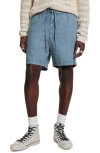 John Varvatos Daryl Drawstring Linen Blend Shorts In Steel Blue