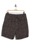 John Varvatos Daryl Leaf Print Cotton & Hemp Drawstring Shorts