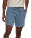 John Varvatos Daryl Linen-blend Drawstring Short In Blue