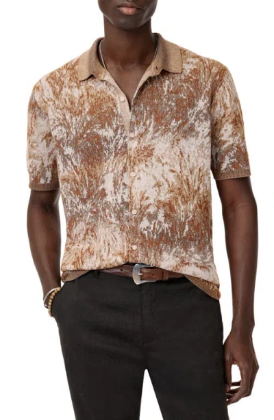 John Varvatos Demonte Regular Fit Short Sleeve Linen Shirt In Multi
