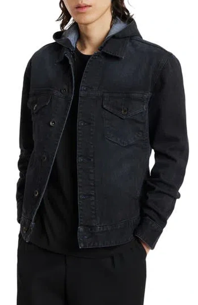 John Varvatos Denim Trucker Jacket In Blue Black