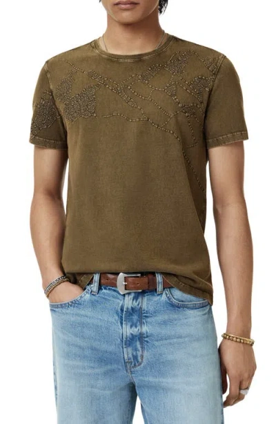 John Varvatos Desert Mountains Embroidered Organic Cotton T-shirt In Mushroom