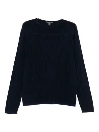 John Varvatos Diamond-knit Sweater In Blue