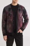 John Varvatos Dio Regular Fit Jacquard Cardigan Sweater In Dark Plum
