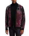 John Varvatos Dio Regular Fit Jacquard Cardigan Sweater In Dark Plum