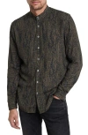 John Varvatos Double Band Collar Button-up Shirt In Light Brown