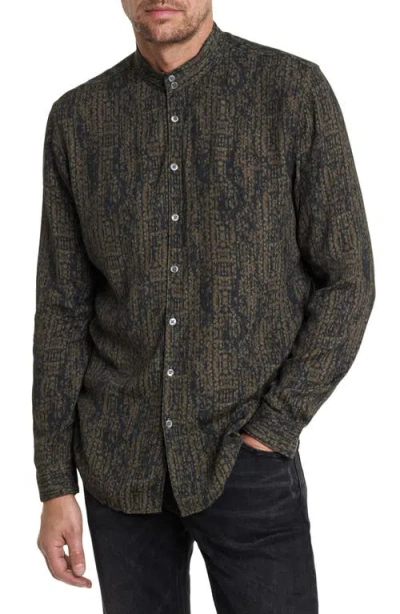 John Varvatos Double Band Collar Button-up Shirt In Light Brown