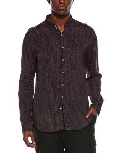 John Varvatos Double Band Collar Shirt In Brown