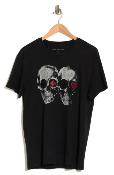 John Varvatos Double Skull Cotton Graphic T-shirt In Black