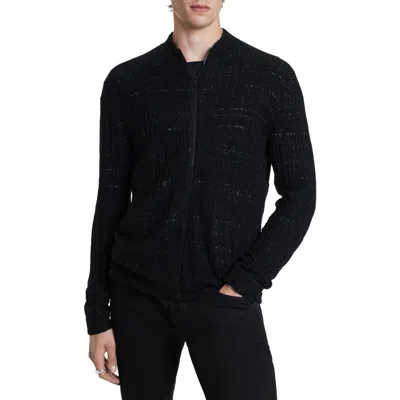 John Varvatos Dubois Space Dye Knit Jacket In Black