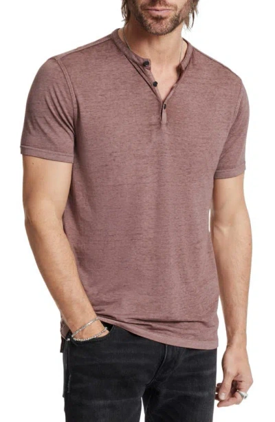 John Varvatos Duke Short Sleeve Henley In Worn Mauve