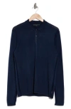 John Varvatos Dune Long Sleeve Cotton Polo Sweater In Navy