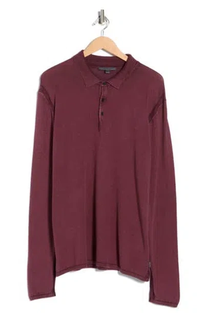 John Varvatos Dune Sweater Polo Shirt In Burgundy