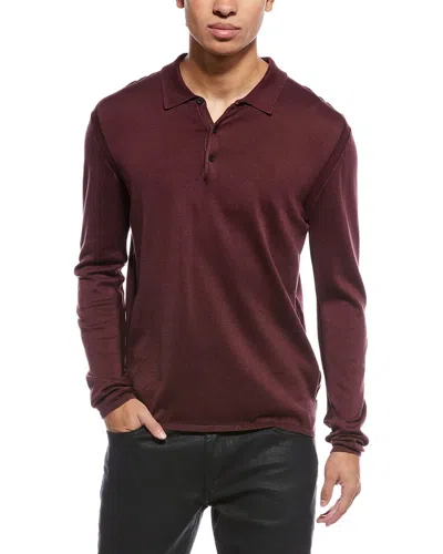 John Varvatos Dune Sweater Polo Shirt In Burgundy