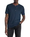 John Varvatos Biello Slim Fit Henley Top In Blue
