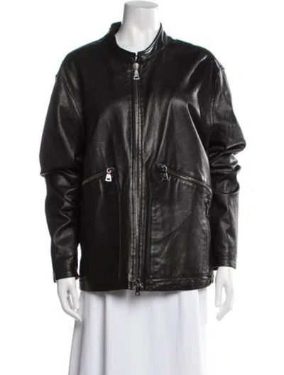 Pre-owned John Varvatos Eel Skin Biker Jacket In Black