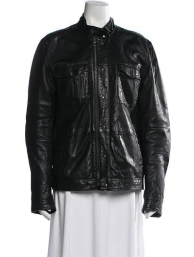 Pre-owned John Varvatos Eel Skin Biker Jacket W/ Tags In Black
