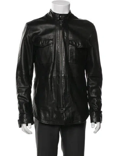 Pre-owned John Varvatos Eel Skin Moto Jacket In Black